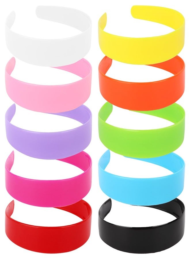 Wecoe Headbands for Girls Women 10pcs 1 Inch Wide Plastic Headbands with Teeth Plain Colorful Hard Head Bands Hairbands Diy Crafts Hair Accessories for Women & Girls - Image 1